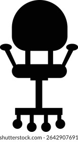 Stylish office chair icon featuring ergonomic designs in black and outline stroke aesthetics perfect for representing comfortable seating for working at a desk. Piece of furniture for living room,
