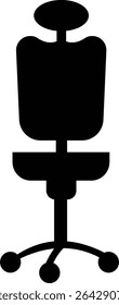 Stylish office chair icon featuring ergonomic designs in black and outline stroke aesthetics perfect for representing comfortable seating for working at a desk. Piece of furniture for living room,