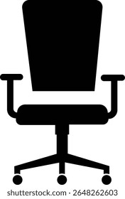 Stylish office chair icon featuring ergonomic designs in black and outline stroke aesthetics perfect for representing comfortable seating for working at a desk.
