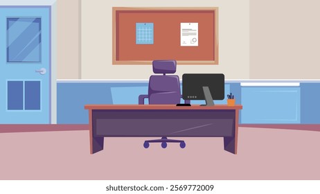 Stylish Office Desk with Computer, Perfect for a Productive and Modern Work Environment