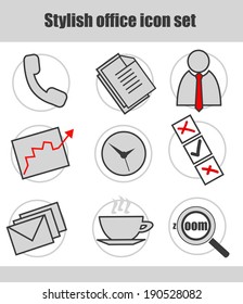 Stylish office icon set 