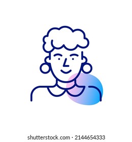 Stylish old lady in retro clothes. Pixel perfect, editable stroke line art icon