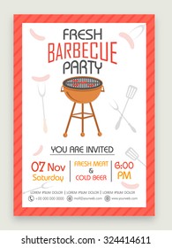 Stylish one page Flyer, Banner or Template for Fresh Barbecue Party celebration.