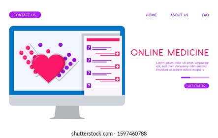 Stylish Online Medicine vector flat illustration. 