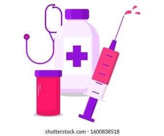 Stylish Online Medicine vector flat illustration. 