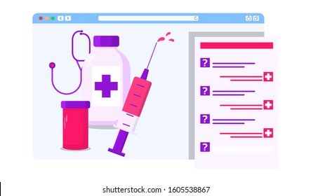 Stylish Online Medicine vector flat illustration. 