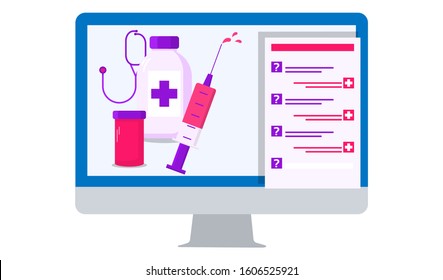 Stylish Online Medicine vector flat illustration. 