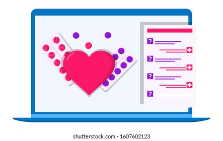 Stylish Online Medicine vector flat illustration. 