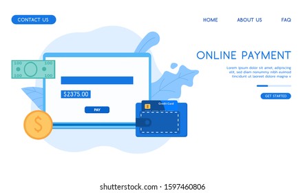 Stylish Online Payment vector flat illustration. 