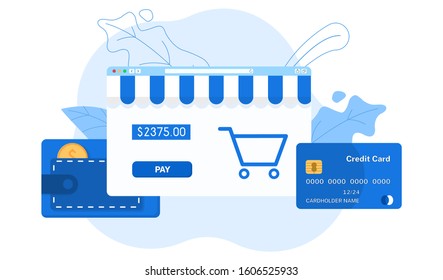 Stylish Online Payment vector flat illustration. 