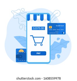 Stylish Online Payment vector flat illustration. 