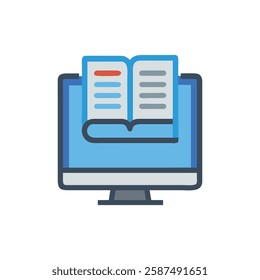 Stylish Online Textbook Icon for E-learning