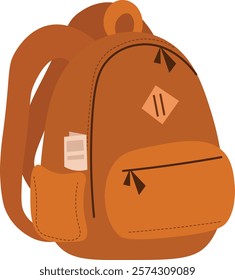 Stylish Orange Backpack Illustration Traveler