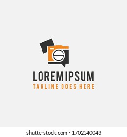 stylish orange black camera photo album logo for photograpy or application