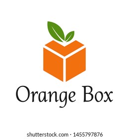 stylish orange box logo design