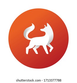 Stylish Orange fox silhouette vector isolated with circle shape, for your logo, icons, and identity