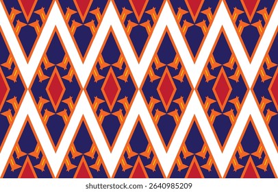 Stylish orange giraffe neck pattern in blue rhombus on white background.