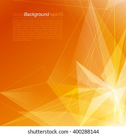 Stylish orange modern polygonal triangular light beam colorful attractive corporate company business document background template. Web site elements backgrounds collection.