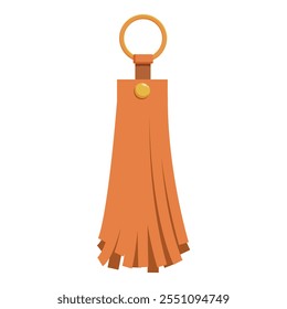 Chaveiro de borla laranja elegante com anel de ouro e botão, adicionando um toque de elegância