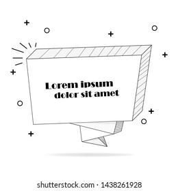 Stylish origami sticker and banner template. Isolated on a white background. Empty for your text, website and project. Sticker design template.
