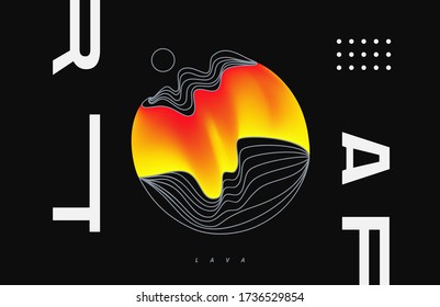 Stylish original design. Line art with a bright gradient. Abstract illustration of lava. Vector banner