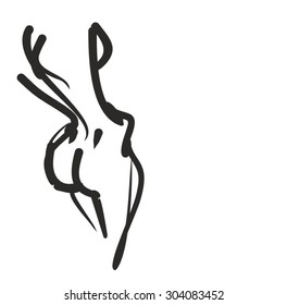 stylish  original hand-drawn graphics with beautiful young attractive girl model for design. Fashion, style,  beauty, advertising. Graphic, sketch drawing. Sexy woman .  
