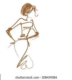   
 
stylish  original hand-drawn graphics with beautiful young   girl model for design. Fashion, style, youth,   beauty,  . Graphic, sketch drawing. Sexy woman.  