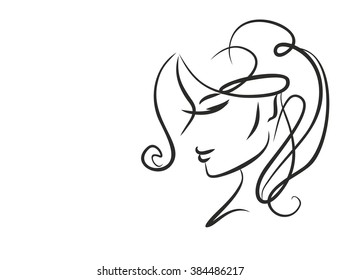 Retrato gráfico original y estiloso con bello y atractivo modelo de chica para el diseño. Moda, estilo, belleza. Dibujo gráfico, dibujo de esbozo.Mujer sexy
