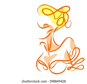 stylish  original hand-drawn graphics portrait  with beautiful young attractive girl model for design. Fashion, style,    beauty . Graphic, sketch drawing. Sexy  woman
