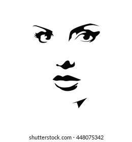 stylish original hand-drawn graphics portrait with beautiful young attractive girl model for design