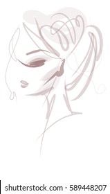 stylish  original hand-drawn graphics portrait  with beautiful young attractive girl model for design. Fashion, style,    beauty . Graphic, sketch drawing. Sexy  woman

