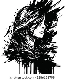 Gráficos originales y elegantes de VECTOR con un precioso modelo joven para el diseño. estilo, elegancia y belleza. gráfico, bocetos aproximados. hembra, joven