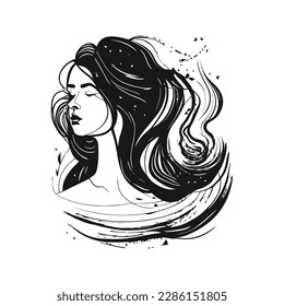 Gráficos originales y elegantes de VECTOR con un precioso modelo joven para el diseño. estilo, elegancia y belleza. gráfico, bocetos aproximados. hembra, joven