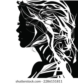 Gráficos originales y elegantes de VECTOR con un precioso modelo joven para el diseño. estilo, elegancia y belleza. gráfico, bocetos aproximados. hembra, joven
