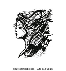 Gráficos originales y elegantes de VECTOR con un precioso modelo joven para el diseño. estilo, elegancia y belleza. gráfico, bocetos aproximados. hembra, joven