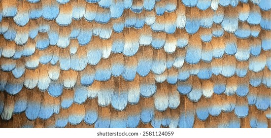 Stylish ornament from bird feathers ornament on fabric wallpaper. Interior design, bird feathers wallpaper texture, decor. The pattern on the fabric is bright feathers vector.