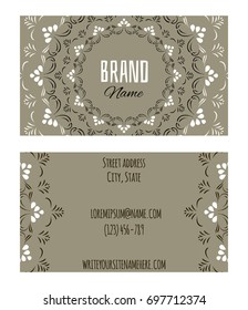 Stylish ornamental business name card with floral mandala design for yoga, health, wellness and spa activities