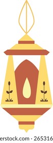 Elegante linterna ornamentada con patrones detallados y una parte superior en forma de llama, perfecta para ilustraciones de Ramadán y temas visuales islámicos.