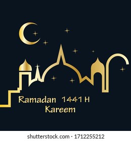 Stylish outline Ramadan kareem mosque festival banner design