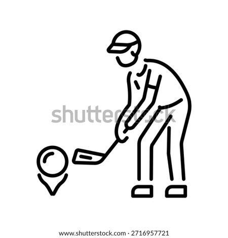 Stylish outline style icon of golf marker