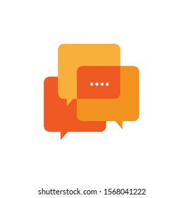 stylish overlapping square shape of speech bubble chat graphic vector logo design