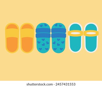 Stylish oversized flip flops as a hello summer element, flat vector stock illustration for sstksummer