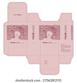 Stylish packaging design featuring expressive line-art women’s faces and hair, created in a clean and contemporary vector style.