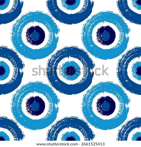 Stylish painted circle shapes seamless pattern graphic design. Geometric grunge print. Colorful paint stapms. Hand drawn brush stroke circles. Round ink painting shapes repeating pattern.