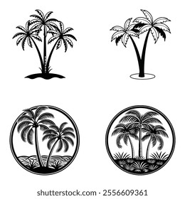 Stylish palm tree design vector illustration, perfect for tropical themes, summer vibes, beach logos, travel graphics, and exotic decor projects.