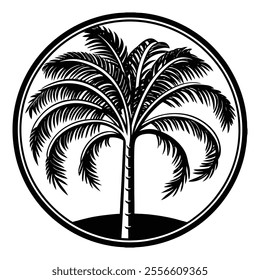 Stylish palm tree design vector illustration, perfect for tropical themes, summer vibes, beach logos, travel graphics, and exotic decor projects.