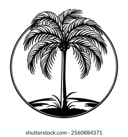 Stylish palm tree design vector illustration, perfect for tropical themes, summer vibes, beach logos, travel graphics, and exotic decor projects.