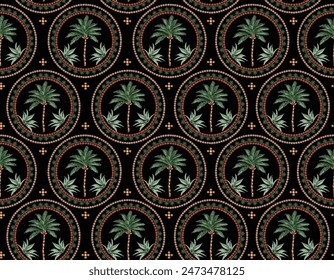 Stylish palm trees  Dates palm tree decoration Botanical Seamless pattern Vector Illustration , Design for fashion , fabric, textile, wallpaper , wrapping and all print