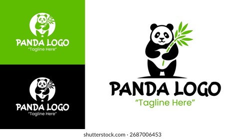 Stylish Panda Logo Design with Bamboo for Green Initiatives