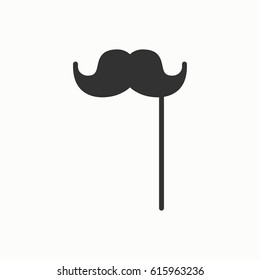 Stylish paper fake mustache on a stick line icon. Accessory mask. Party celebration masquerade birthday holidays event. Thin party element icon. Vector. 